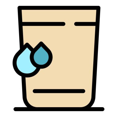 Su camı simgesi renk ana hatları vektörü