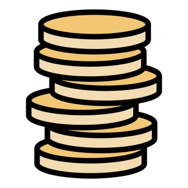 Bozuk para ikonu renk ana hatları vektörünü bağışla