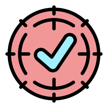 Çözülen problem simgesi renk ana hatları vektörü