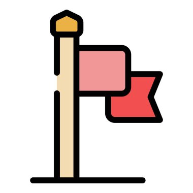 Çözülen bayrak sorunu simgesi renk ana hatları vektörü