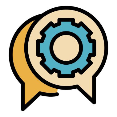 Teknik destek simgesi renk ana hatları vektörü