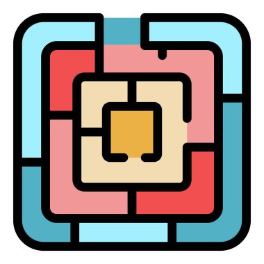 Maze çözüm simgesi renk ana hatları vektörü