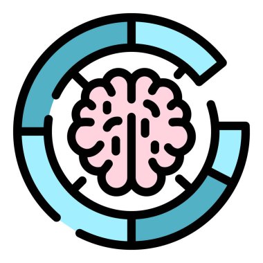 Beyin labirenti simgesi renk ana hatları vektörü