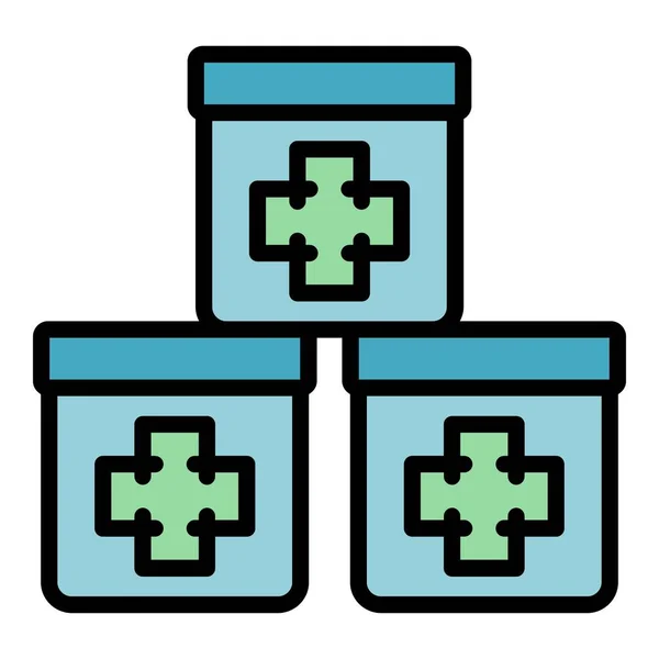 Medicinal boxes icon color outline vector — Stock Vector