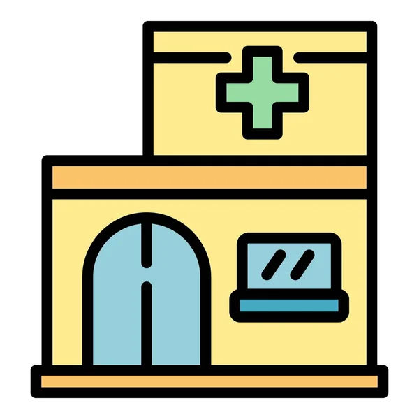 Вектор контура иконки медицинского магазина — стоковый вектор