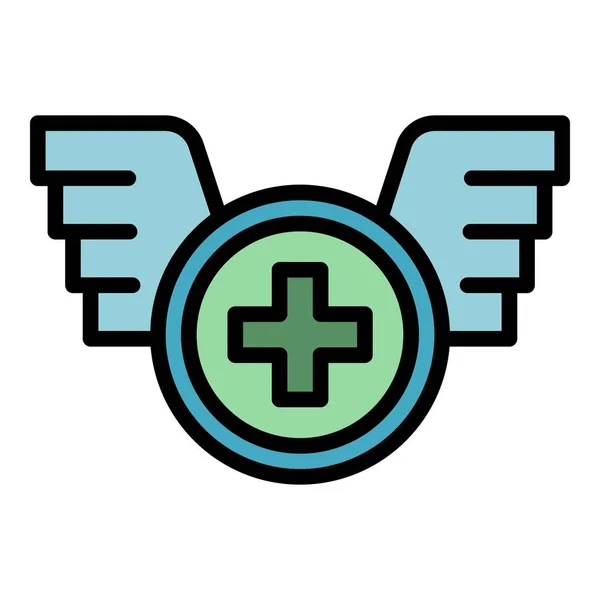 Medical wings icon color outline vector —  Vetores de Stock