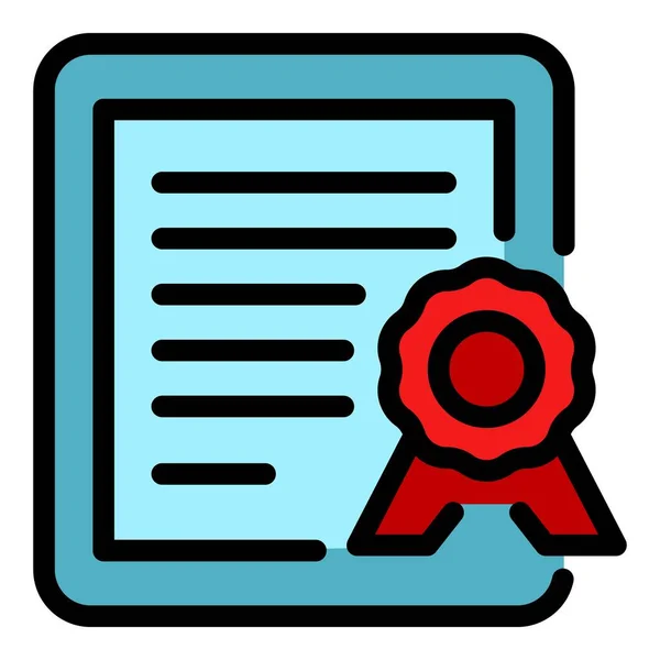 Icono de certificado de trabajo color contorno vector — Vector de stock