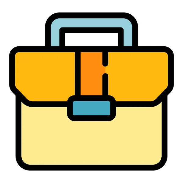 Handle briefcase icon color outline vector — Vetor de Stock