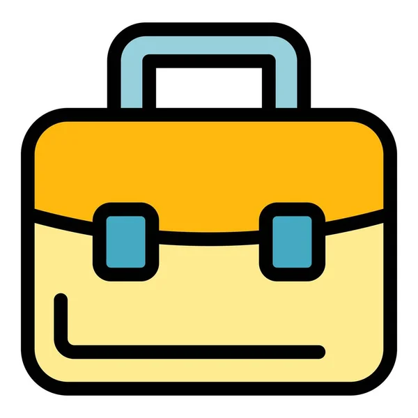 Suitcase briefcase icon color outline vector — 图库矢量图片