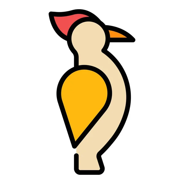 Pájaro carpintero lindo icono color contorno vector — Vector de stock