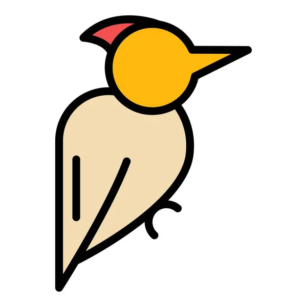 Árbol pájaro carpintero icono color contorno vector — Archivo Imágenes Vectoriales