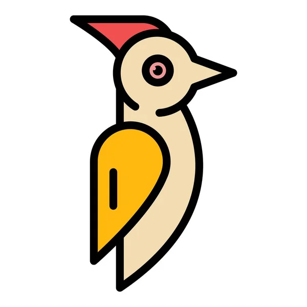 Cardenal pájaro carpintero icono color contorno vector — Vector de stock