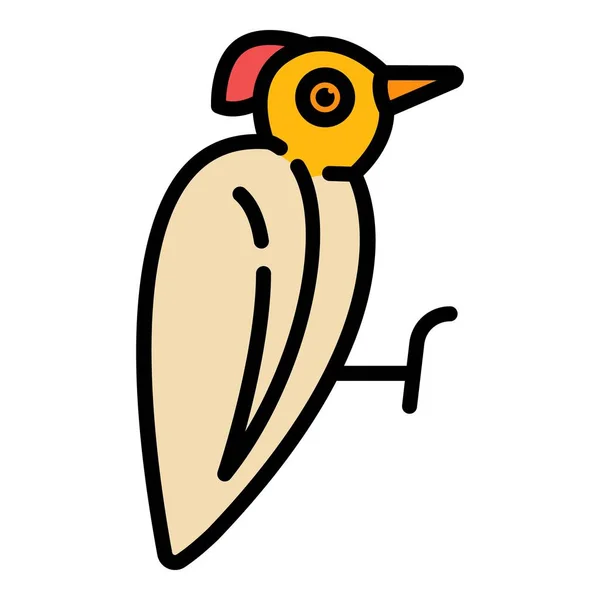 Wild woodpecker icon color outline vector —  Vetores de Stock