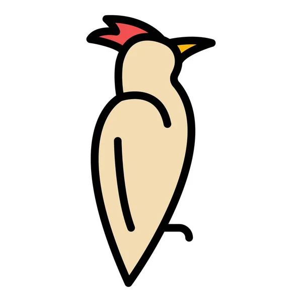 Vida silvestre pájaro carpintero icono color contorno vector — Vector de stock