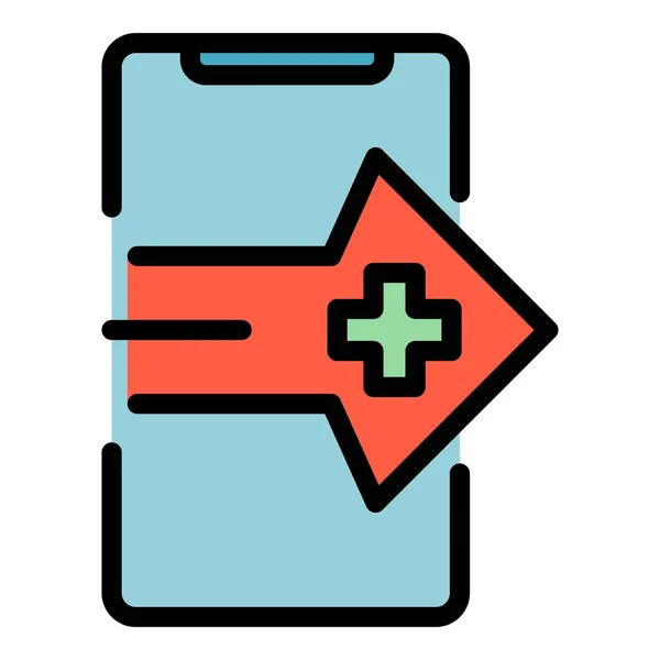 Teléfono icono medicina color contorno vector — Archivo Imágenes Vectoriales