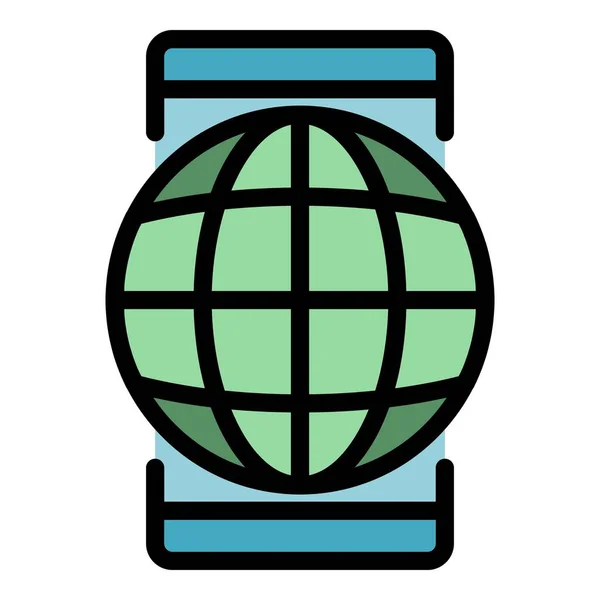 Global online geneeskunde pictogram kleur overzicht vector — Stockvector