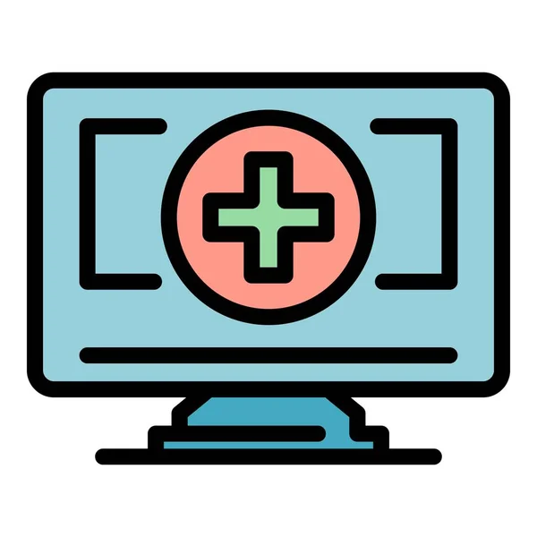 Docteur service en ligne icône couleur contour vecteur — Image vectorielle
