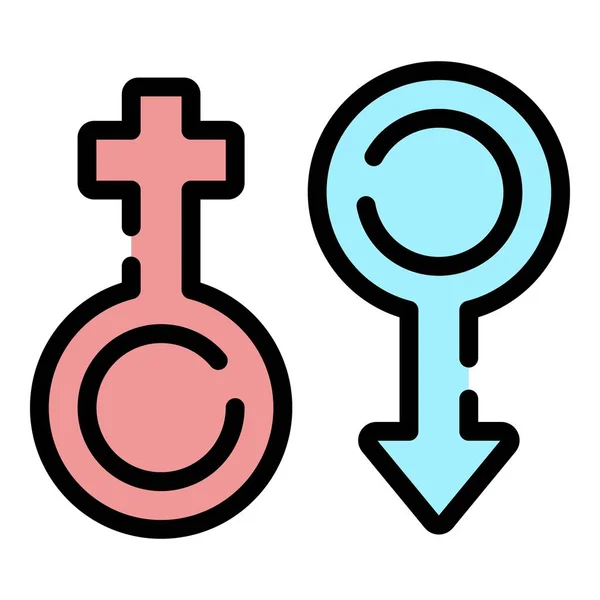 Mänskliga genre tecken ikon färg kontur vektor — Stock vektor