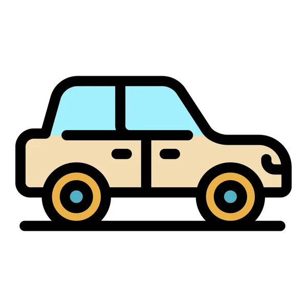 Family car icon color outline vector — Vetor de Stock