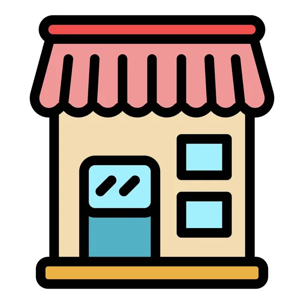 Street butik ikon färg kontur vektor — Stock vektor