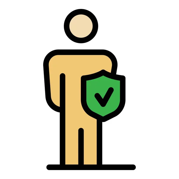 Protected human icon color outline vector — Stockvektor