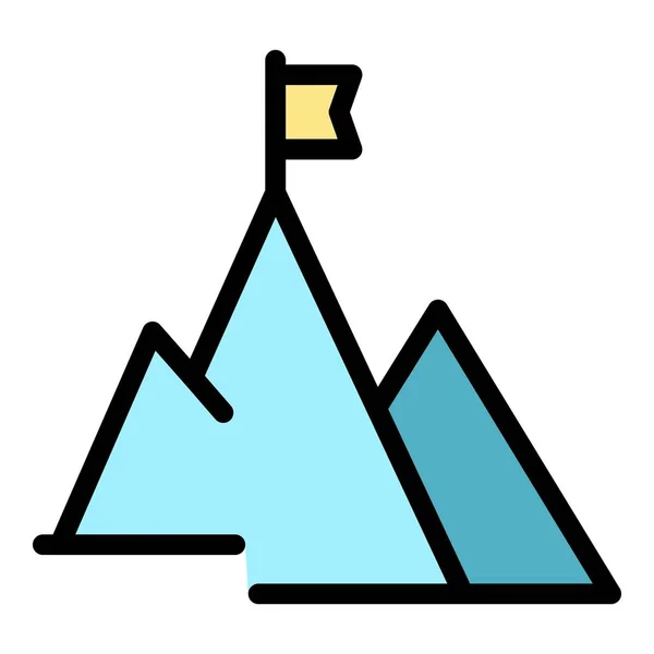 Icono de destino de montaña color contorno vector — Archivo Imágenes Vectoriales
