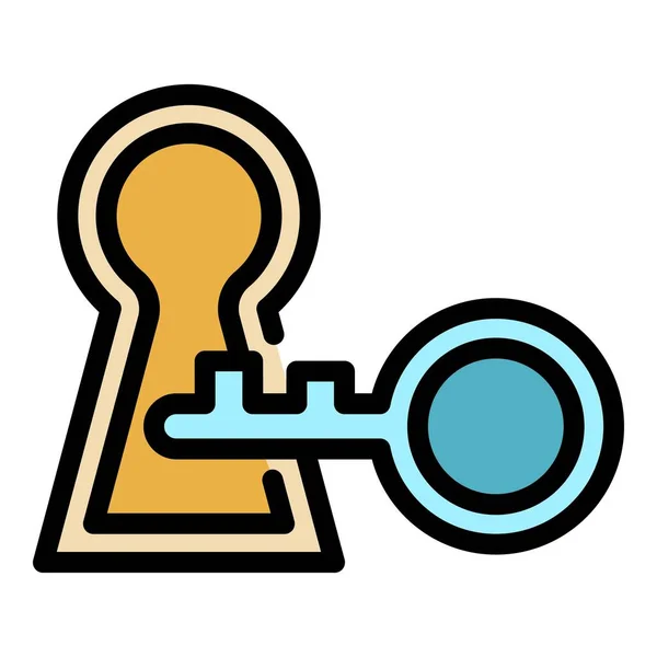 Key lock solving icon color outline vector — стоковый вектор