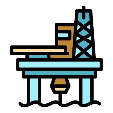 Deniz sondaj sondajı simgesi renk ana hatları vektörü