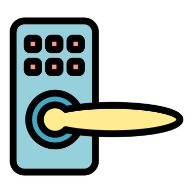 Dijital kapı kulpu simge rengi dış hat vektörü