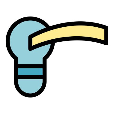 Giriş kapısı kolu simge rengi ana hatları vektörü