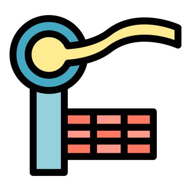 Modern dijital kapı kulpu simge rengi dış hat vektörü