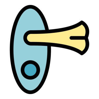 Ahşap kapı kulpu simge rengi dış hat vektörü