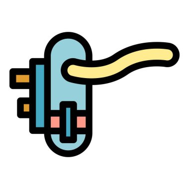 Giriş kapısı kulpu simge rengi dış hat vektörü