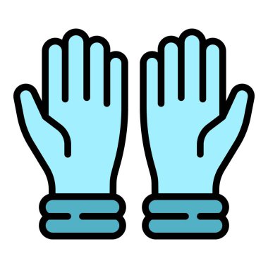 Toz tıbbi eldiven simgesi renk ana hatları vektörü