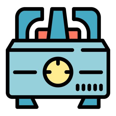 Küçük gaz sobası simgesi renk ana hatları vektörü