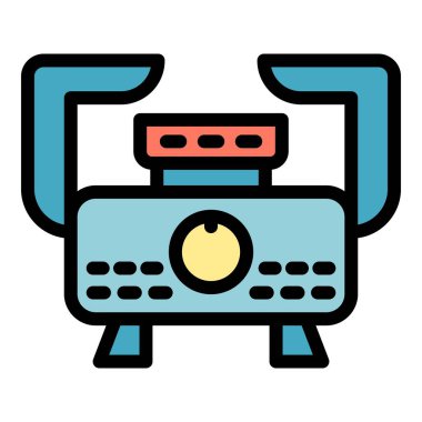 Fırın gazı sobası simgesi renk ana hatları vektörü