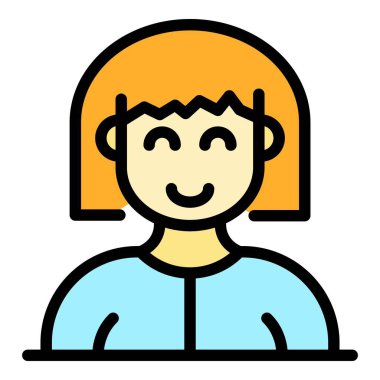 Gülen avatar simgesi renk ana hatları vektörü