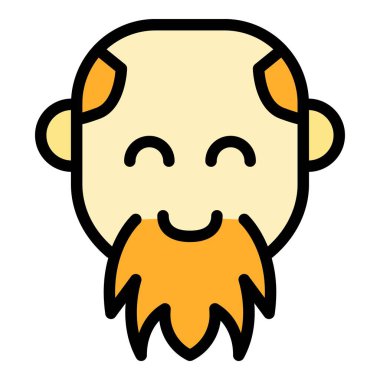 Gülümseyen sakallı adam simgesi renk çizgisi vektörü