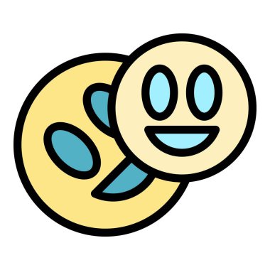 Sohbet emoji simgesi renk ana hatları vektörü