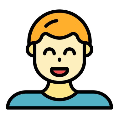 Düğmeci gülümseyen simge renk ana hatları vektörü