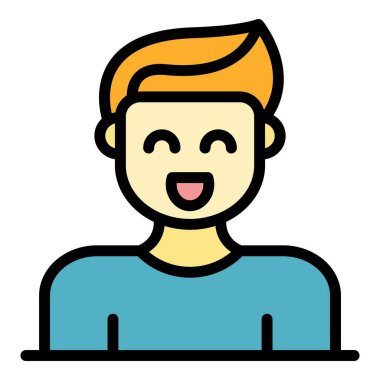 Gülen ikon renk ana hatları vektörü