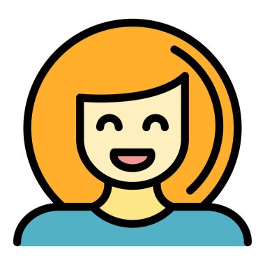 Kadın çeşitli gülümseyen ikon renk ana hatları vektörü