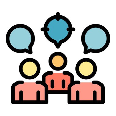 İş işbirliği hedef simgesi renk ana hatları vektörü