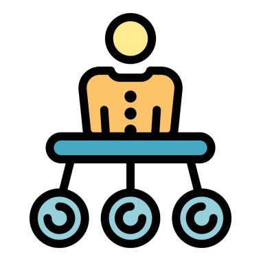 İş işbirliği yönetim simgesi renk ana hatları vektörü