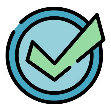 İş işbirliği onaylı simge rengi ana hatları vektörü