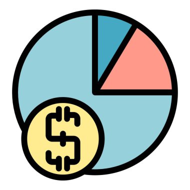 İş işbirliği pasta grafiği simgesi renk ana hatları vektörü