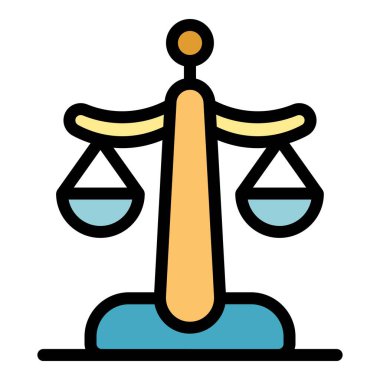 İş işbirliği dengesi simgesi renk ana hatları vektörü