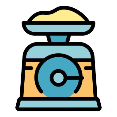 Mutfak ölçekli simge renk ana hatları vektörü