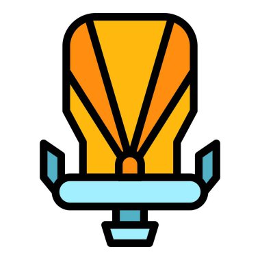 Bebek yumuşak bisiklet koltuğu simgesi renk ana hatları vektörü