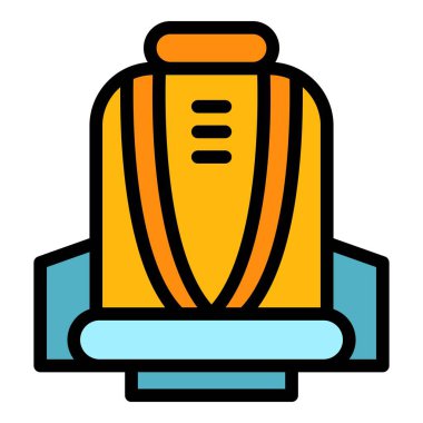 Çocuklar rahat bisiklet koltuğu simgesi renk ana hatları vektörü